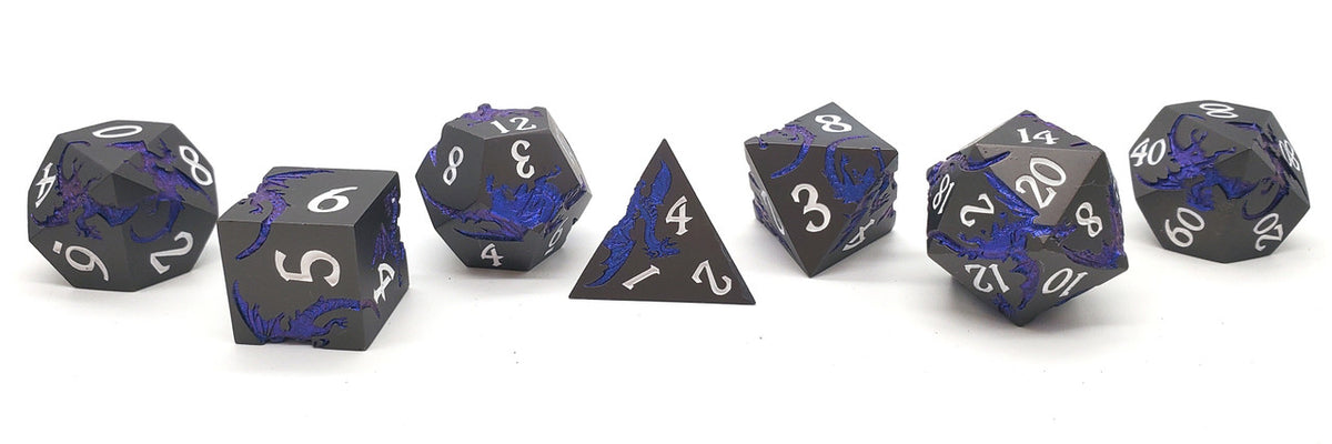 Soaring Dragon Metal Dice Set - Matte Black & Blue – view 2