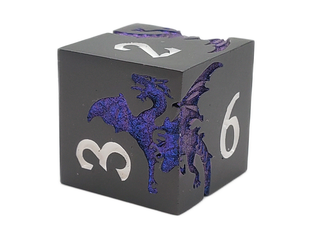 Soaring Dragon Metal Dice Set - Matte Black & Blue – view 3