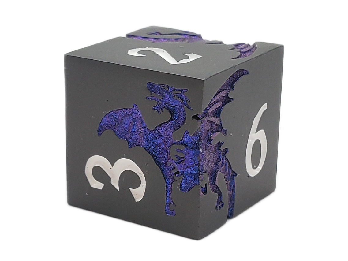 Soaring Dragon Metal Dice Set - Matte Black & Blue – view 3
