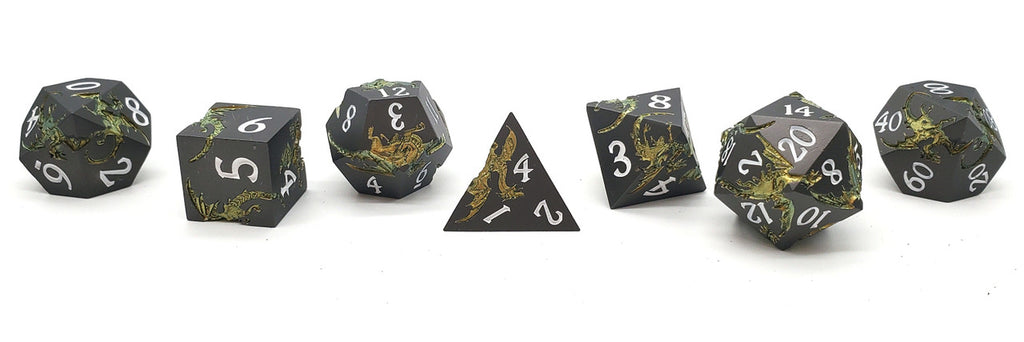 Soaring Dragon Metal Dice Set - Matte Black & Gold – view 2