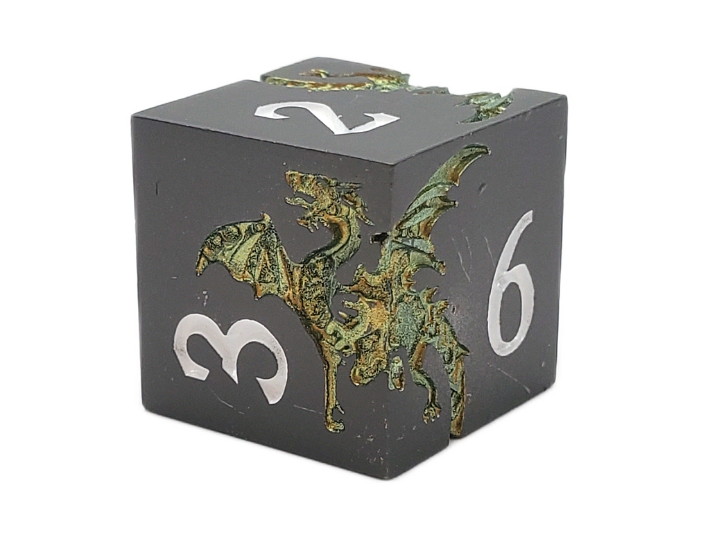 Soaring Dragon Metal Dice Set - Matte Black & Gold – view 3