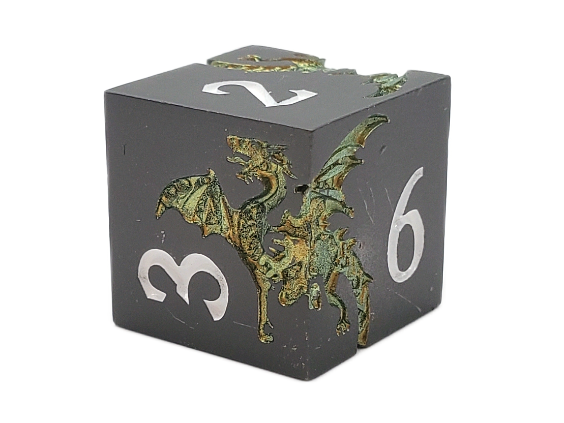 Soaring Dragon Metal Dice Set - Matte Black & Gold – view 3