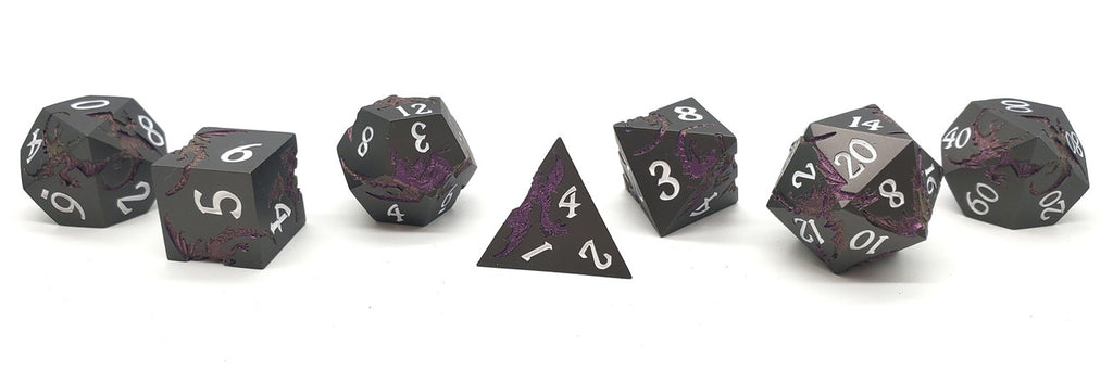 Soaring Dragon Metal Dice Set - Matte Black & Purple – view 2
