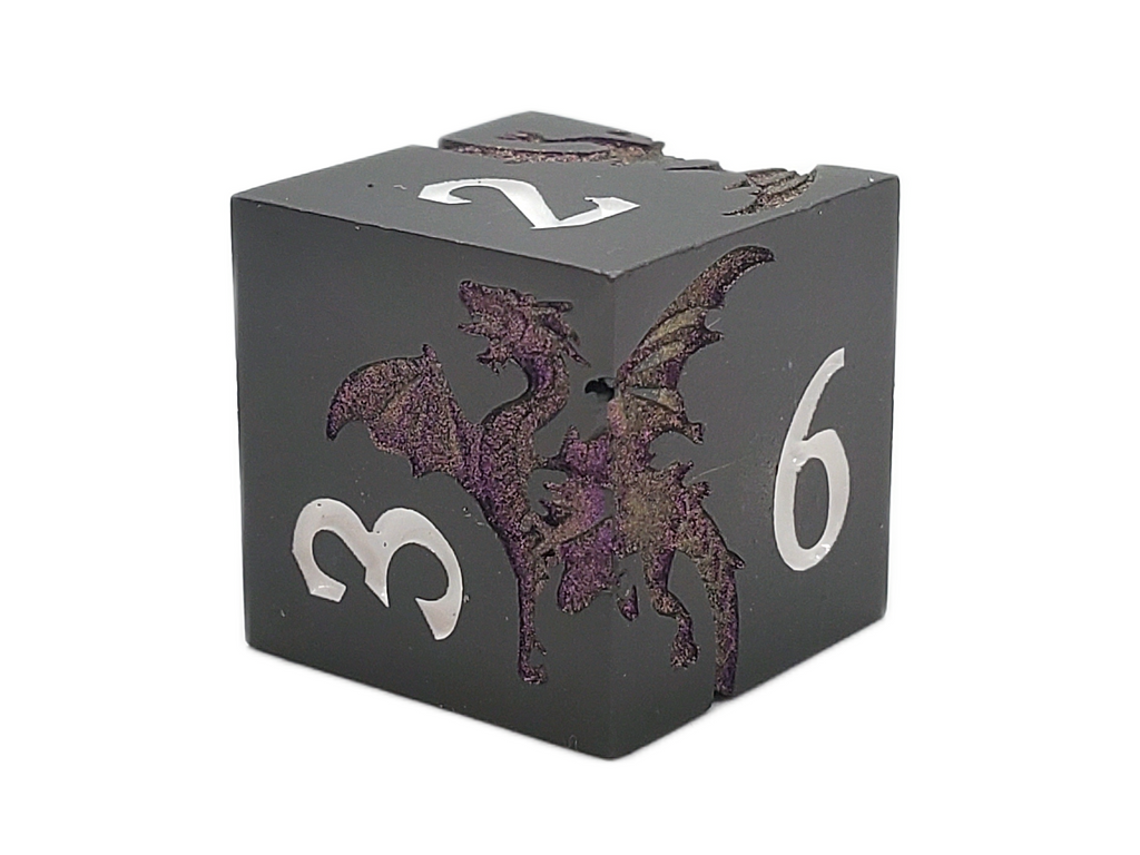 Soaring Dragon Metal Dice Set - Matte Black & Purple – view 3