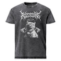 "Rizzcore" Angel Cat graphic denim-tone t-shirt in black, front view