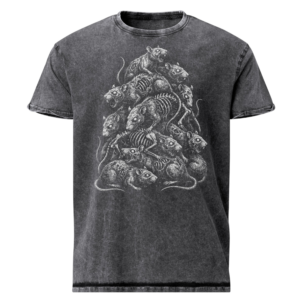 Plague Rats graphic denim-tone t-shirt in black, front view