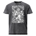Carnal Cat Devil graphic denim-tone t-shirt in black, front view