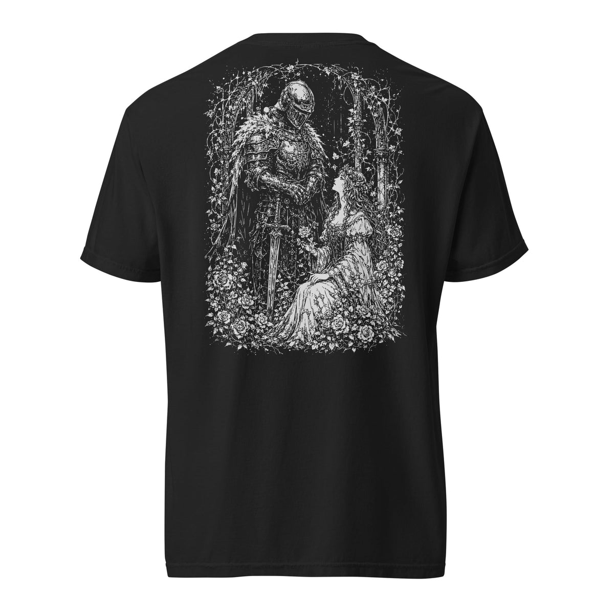 Gothic Romance back-print option on black Comfort Colors 1717; front is blank.