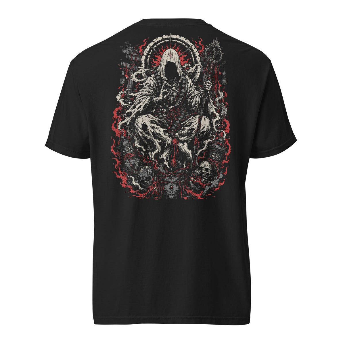 Death Monk Back print option on black Comfort Colors 1717; front is blank.