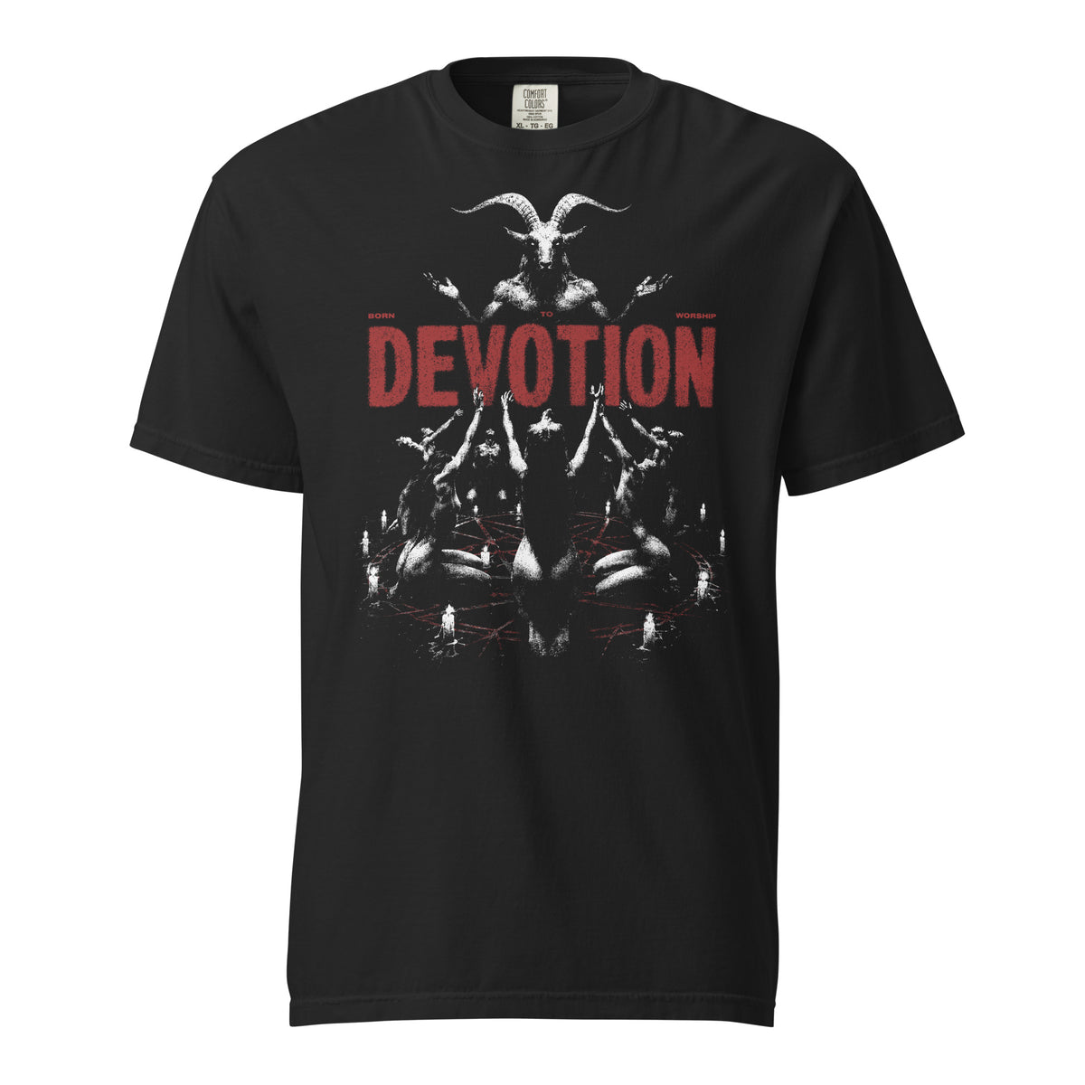 Born to Devotion graphic heavyweight t-shirt in black, front view