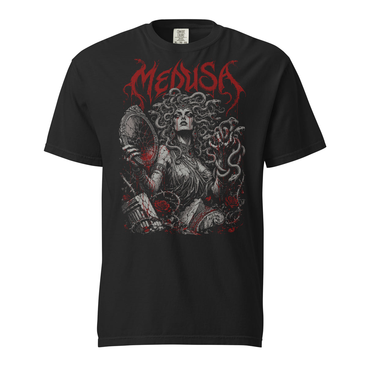 Medusa graphic heavyweight t-shirt in black, front view