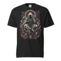 Death Monk graphic heavyweight t-shirt in black, front view