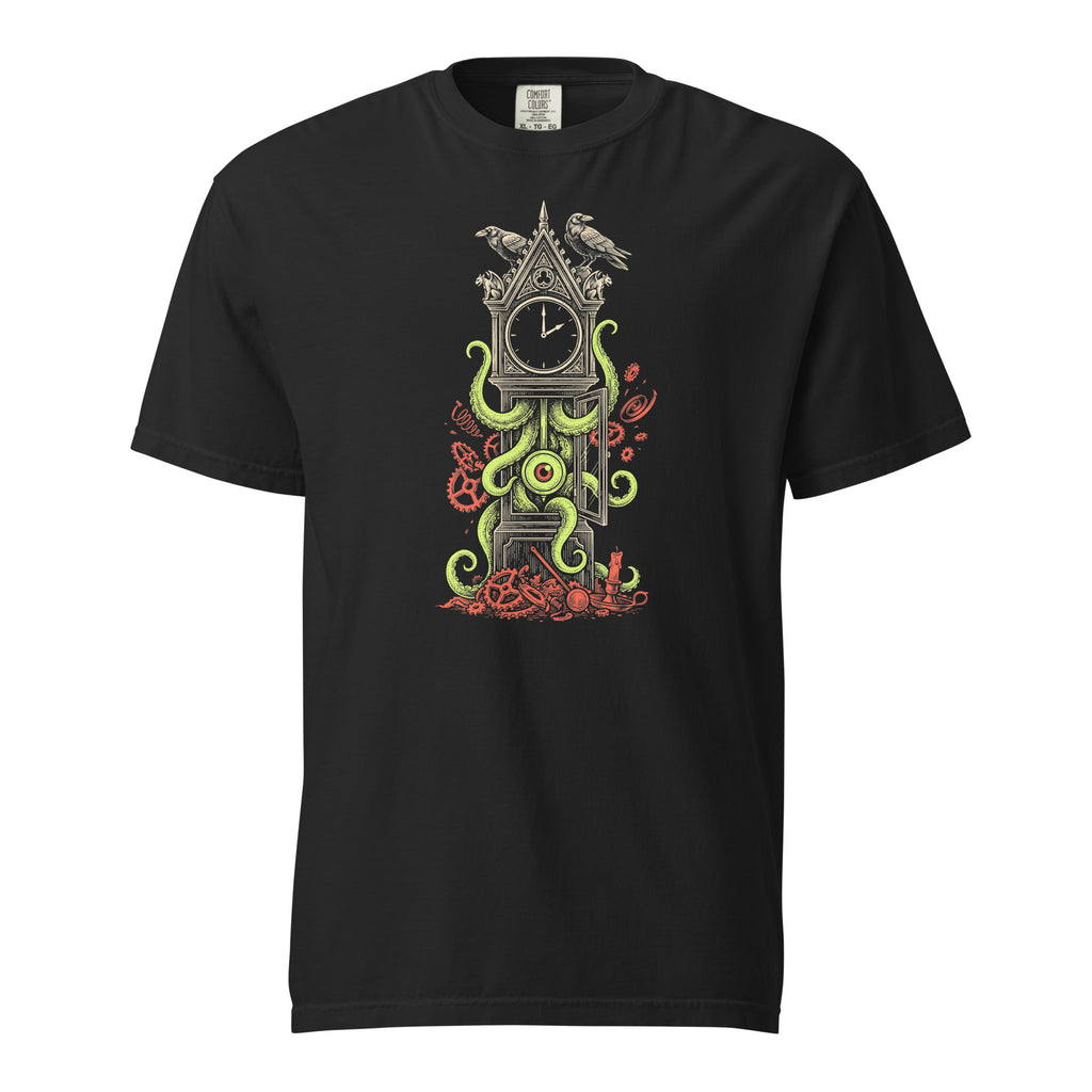 The Thirteenth Hour graphic heavyweight t-shirt in black, front view