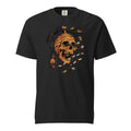 The Paper Skull graphic heavyweight t-shirt in black, front view