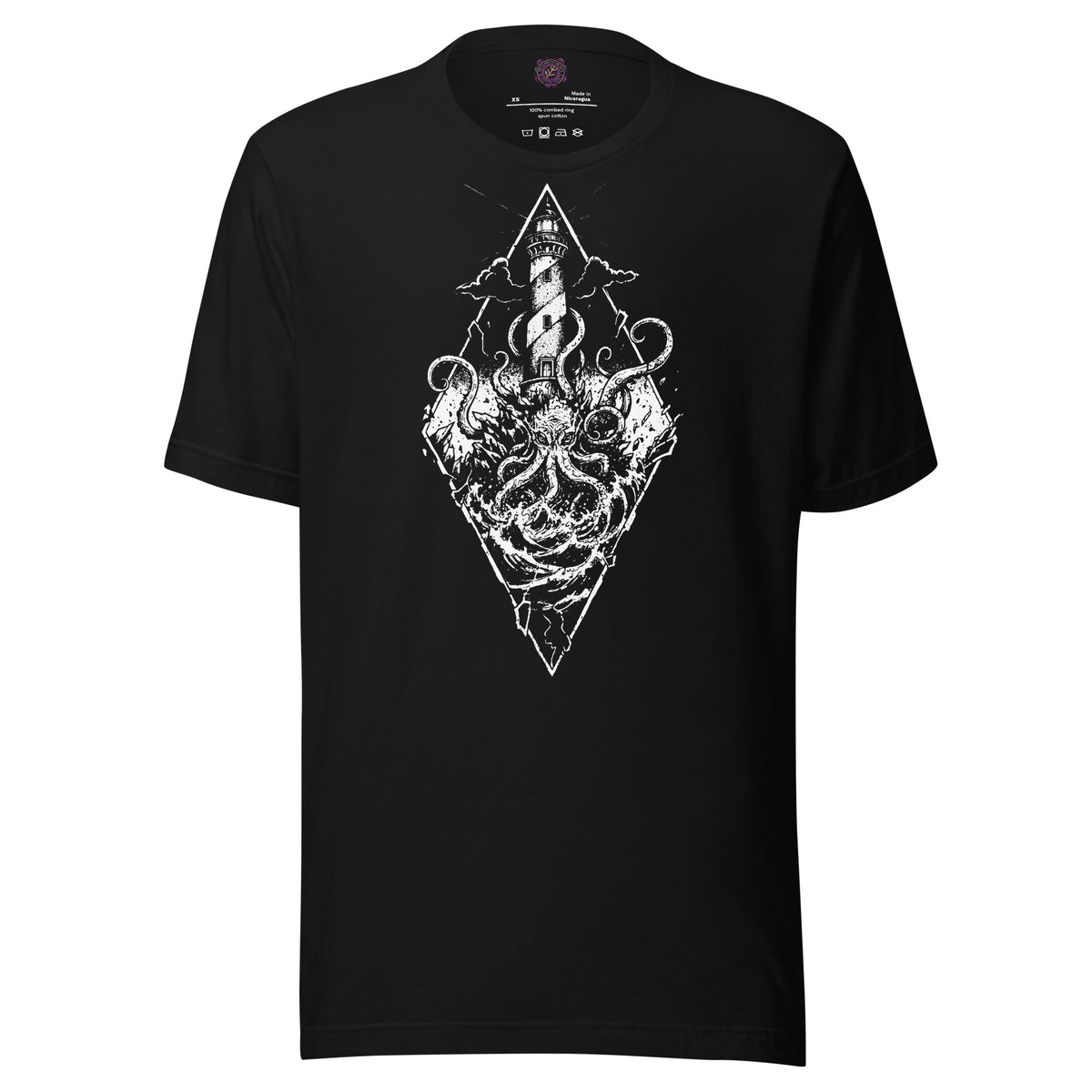 Prism of the Abyss graphic unisex t-shirt in black, front view