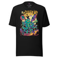 The Rise of Cathulhu graphic unisex t-shirt in black, front view