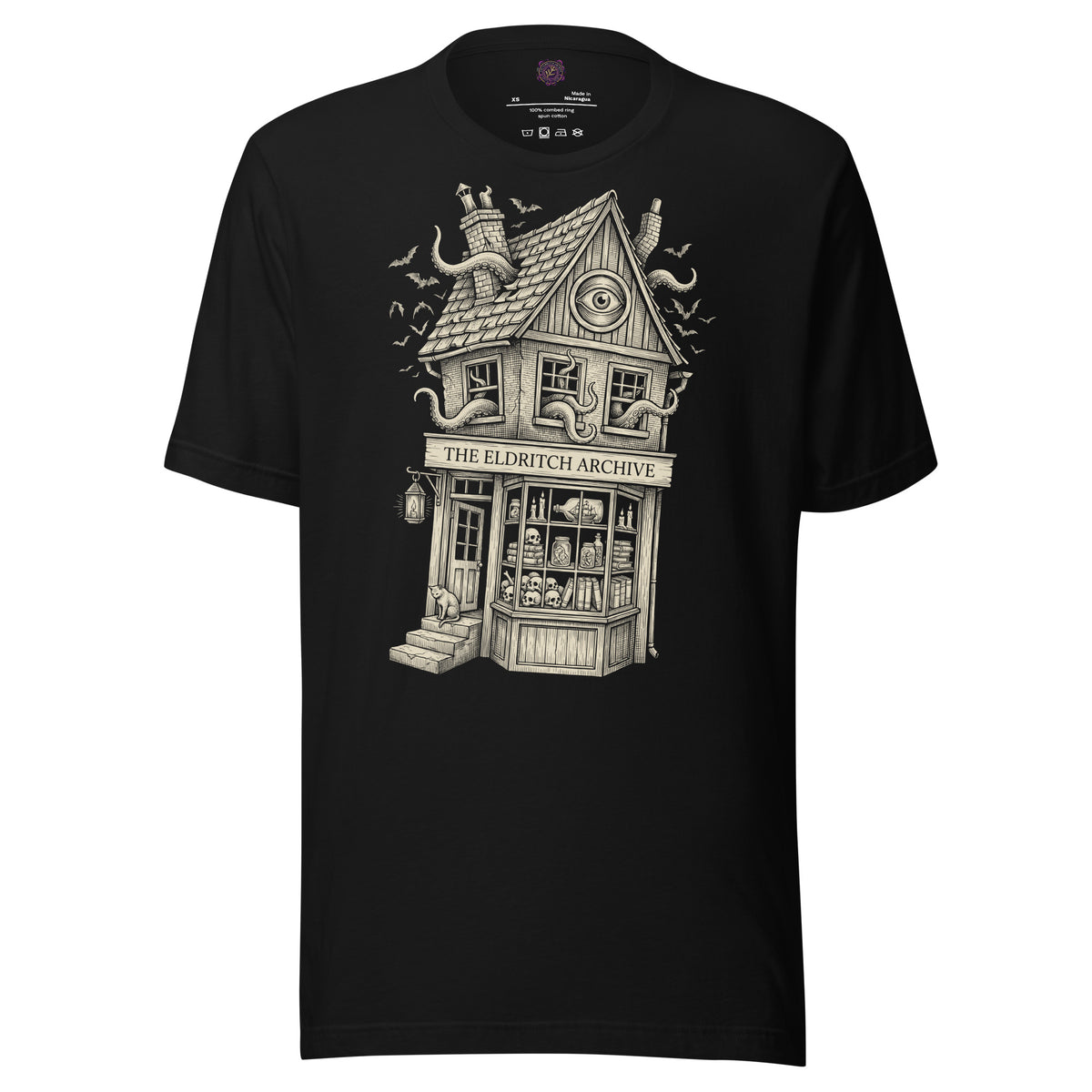 Open After Midnight graphic unisex t-shirt in black, front view