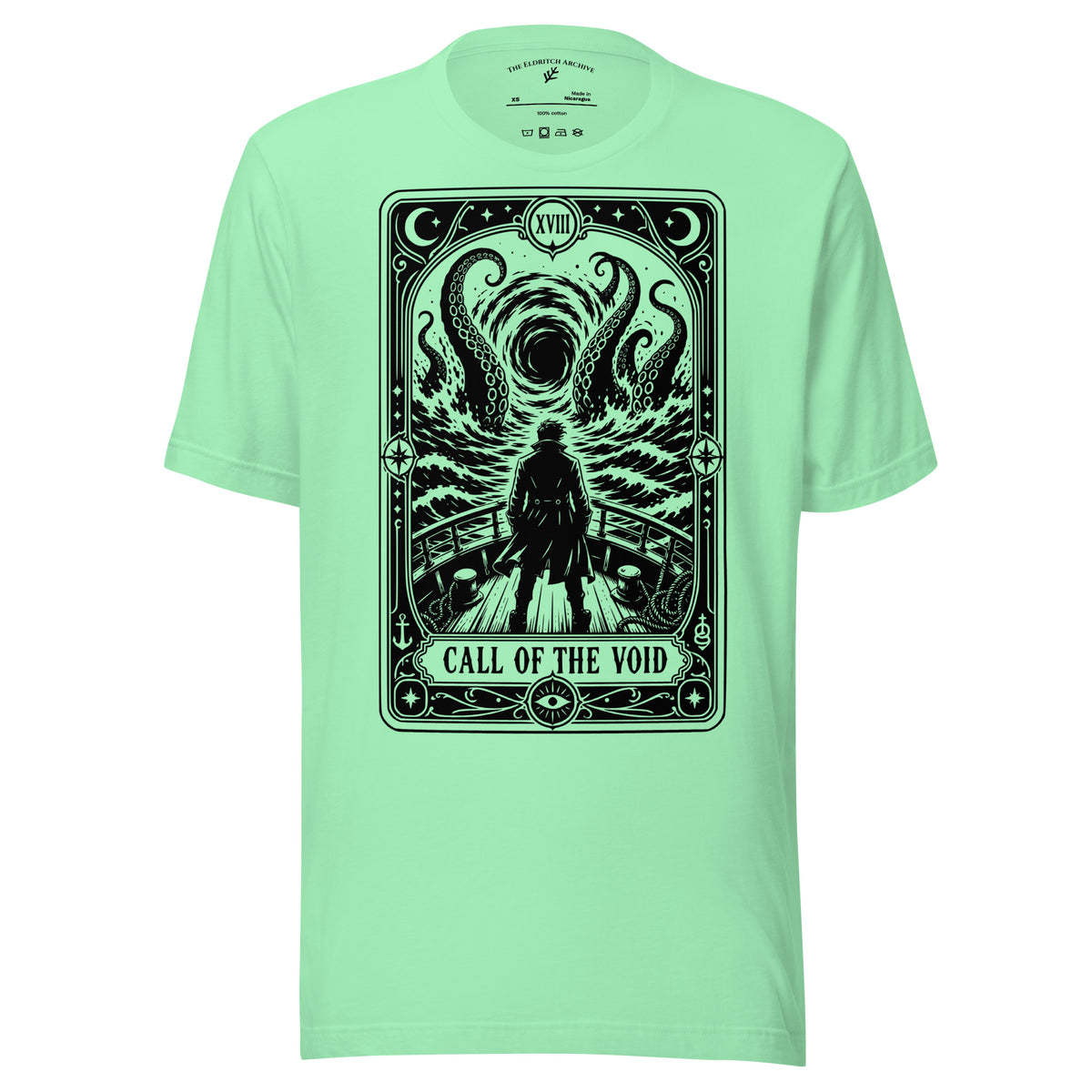 Call of the Void graphic unisex t-shirt in mint, front view