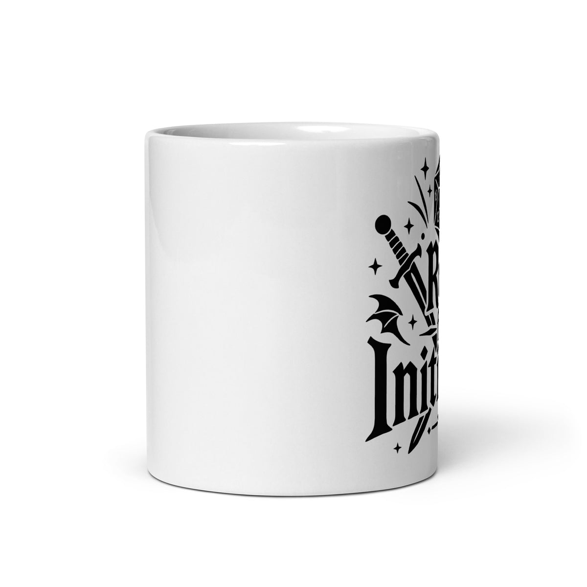 Roll for Initiative white ceramic coffee mug, 11 oz, front view