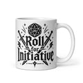 Roll for Initiative white ceramic coffee mug, 11 oz, handle on right