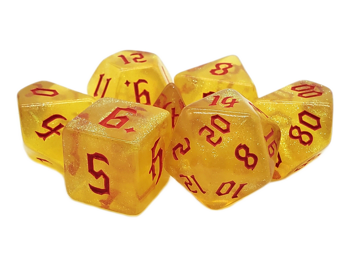 7-Piece RPG Dice Set: Galaxy - Yellow Shimmer